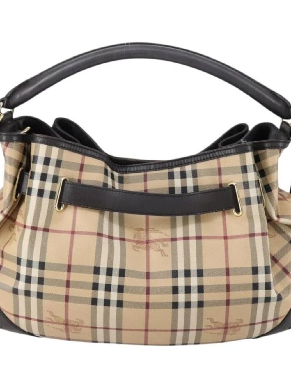 BURBERRY Nova Check Shoulder Bag PVC 2way Beige Gold - Picture 3 of 16